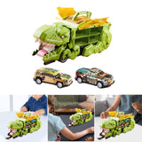 Dinosaur Transport Truck Carrier Portable Dinosaur Swallowing Truck for Kids green with 2 car