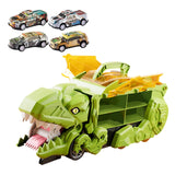 Dinosaur Transport Truck Carrier Portable Dinosaur Swallowing Truck for Kids green with 4 car