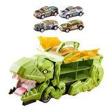 Dinosaur Transport Truck Carrier Portable Dinosaur Swallowing Truck for Kids green with 4 car