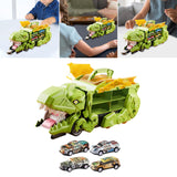 Dinosaur Transport Truck Carrier Portable Dinosaur Swallowing Truck for Kids green with 4 car