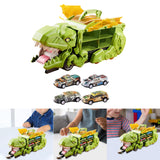 Dinosaur Transport Truck Carrier Portable Dinosaur Swallowing Truck for Kids green with 4 car