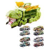 Dinosaur Transport Truck Carrier Portable Dinosaur Swallowing Truck for Kids green with 8 car