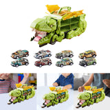 Dinosaur Transport Truck Carrier Portable Dinosaur Swallowing Truck for Kids green with 8 car