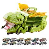 Dinosaur Transport Truck Carrier Portable Dinosaur Swallowing Truck for Kids green with 12 car