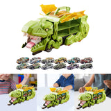 Dinosaur Transport Truck Carrier Portable Dinosaur Swallowing Truck for Kids green with 12 car