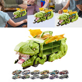 Dinosaur Transport Truck Carrier Portable Dinosaur Swallowing Truck for Kids green with 12 car