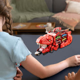 Dinosaur Transport Truck Carrier Portable Dinosaur Swallowing Truck for Kids red with 2 car