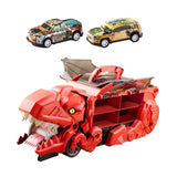 Dinosaur Transport Truck Carrier Portable Dinosaur Swallowing Truck for Kids red with 2 car