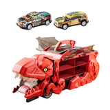 Dinosaur Transport Truck Carrier Portable Dinosaur Swallowing Truck for Kids red with 2 car