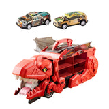 Dinosaur Transport Truck Carrier Portable Dinosaur Swallowing Truck for Kids red with 2 car