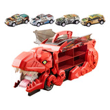 Dinosaur Transport Truck Carrier Portable Dinosaur Swallowing Truck for Kids red with 4 car