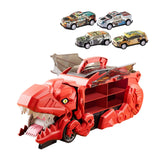 Dinosaur Transport Truck Carrier Portable Dinosaur Swallowing Truck for Kids red with 4 car