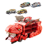 Dinosaur Transport Truck Carrier Portable Dinosaur Swallowing Truck for Kids red with 4 car