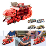 Dinosaur Transport Truck Carrier Portable Dinosaur Swallowing Truck for Kids red with 4 car