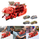 Dinosaur Transport Truck Carrier Portable Dinosaur Swallowing Truck for Kids red with 4 car