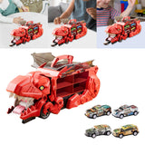 Dinosaur Transport Truck Carrier Portable Dinosaur Swallowing Truck for Kids red with 4 car