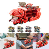 Dinosaur Transport Truck Carrier Portable Dinosaur Swallowing Truck for Kids red with 8 car