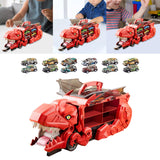 Dinosaur Transport Truck Carrier Portable Dinosaur Swallowing Truck for Kids red with 12 car