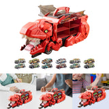 Dinosaur Transport Truck Carrier Portable Dinosaur Swallowing Truck for Kids red with 12 car