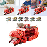 Dinosaur Transport Truck Carrier Portable Dinosaur Swallowing Truck for Kids red with 12 car