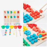 Wooden Peg Board Game Sorter Game Clip Bead Game for Girls and Boys Children