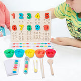 Wooden Peg Board Game Sorter Game Clip Bead Game for Girls and Boys Children