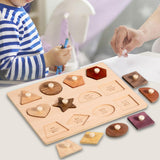 Wooden Shape Peg Puzzle Activity Fine Motor Skill for Toddlers Baby Children geometry