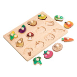 Wooden Shape Peg Puzzle Activity Fine Motor Skill for Toddlers Baby Children vegetable