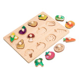 Wooden Shape Peg Puzzle Activity Fine Motor Skill for Toddlers Baby Children vegetable