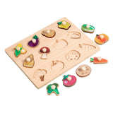 Wooden Shape Peg Puzzle Activity Fine Motor Skill for Toddlers Baby Children vegetable