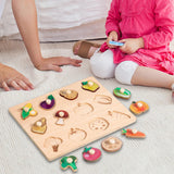 Wooden Shape Peg Puzzle Activity Fine Motor Skill for Toddlers Baby Children vegetable