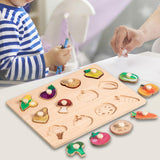 Wooden Shape Peg Puzzle Activity Fine Motor Skill for Toddlers Baby Children vegetable