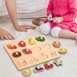 Wooden Shape Peg Puzzle Activity Fine Motor Skill for Toddlers Baby Children fruit