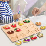 Wooden Shape Peg Puzzle Activity Fine Motor Skill for Toddlers Baby Children fruit