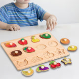 Wooden Shape Peg Puzzle Activity Fine Motor Skill for Toddlers Baby Children fruit