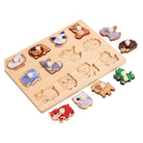 Wooden Shape Peg Puzzle Activity Fine Motor Skill for Toddlers Baby Children animal