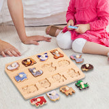 Wooden Shape Peg Puzzle Activity Fine Motor Skill for Toddlers Baby Children animal