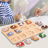 Wooden Shape Peg Puzzle Activity Fine Motor Skill for Toddlers Baby Children animal