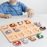 Wooden Shape Peg Puzzle Activity Fine Motor Skill for Toddlers Baby Children animal