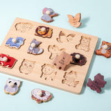 Wooden Shape Peg Puzzle Activity Fine Motor Skill for Toddlers Baby Children animal