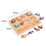 Wooden Shape Peg Puzzle Activity Fine Motor Skill for Toddlers Baby Children dinosaur