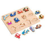 Wooden Shape Peg Puzzle Activity Fine Motor Skill for Toddlers Baby Children marine