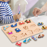 Wooden Shape Peg Puzzle Activity Fine Motor Skill for Toddlers Baby Children marine