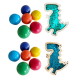 6Pcs Montessori Wooden Rainbow Balls with Dinosaur Sequins Board Educational Dinosaur Blue