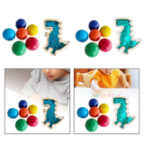 6Pcs Montessori Wooden Rainbow Balls with Dinosaur Sequins Board Educational Dinosaur Blue