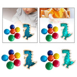 6Pcs Montessori Wooden Rainbow Balls with Dinosaur Sequins Board Educational Dinosaur Blue