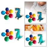 6Pcs Montessori Wooden Rainbow Balls with Dinosaur Sequins Board Educational Dinosaur Blue