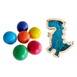 6Pcs Montessori Wooden Rainbow Balls with Dinosaur Sequins Board Educational Dinosaur Blue