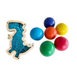 6Pcs Montessori Wooden Rainbow Balls with Dinosaur Sequins Board Educational Dinosaur Blue