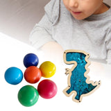 6Pcs Montessori Wooden Rainbow Balls with Dinosaur Sequins Board Educational Dinosaur Blue